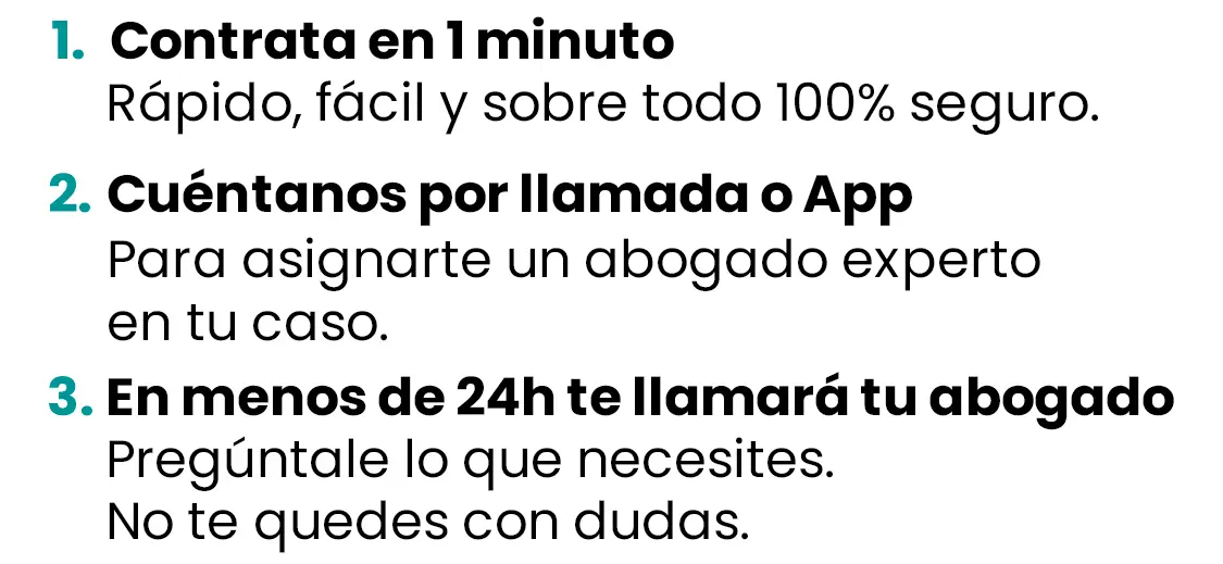 Contrata en 1 minuto, Cuéntanos tu caso y en menos de 24 horas te llamarán.
